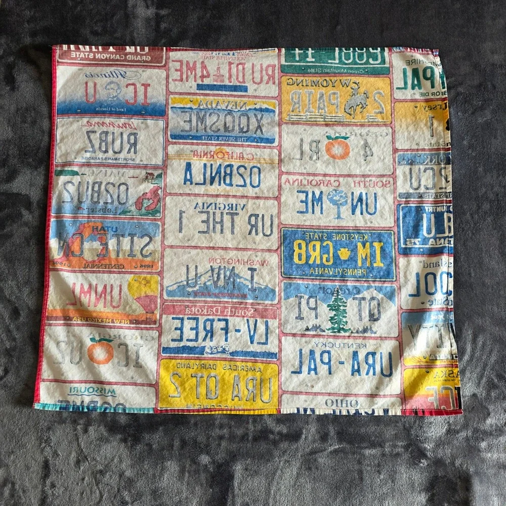 Vintage US License Plate Print Bandana Cotton  Scarf Americana Handkerchief